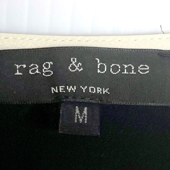 Rag And Bone 100% Silk Blouse Ivory And Black Silk Long Sleeve Size Medium - Picture 4 of 6